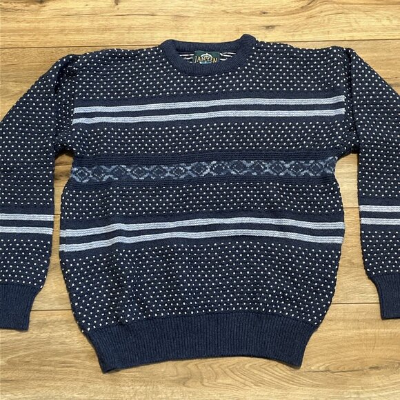 Men's VTG Jantzen Knit Sweater SZ LARGE Blue USA Made Retro Grandpa - Picture 2 of 11